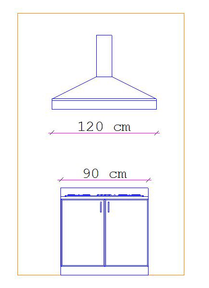 Prospetto Cappa e Piano Cottura disegno cappa